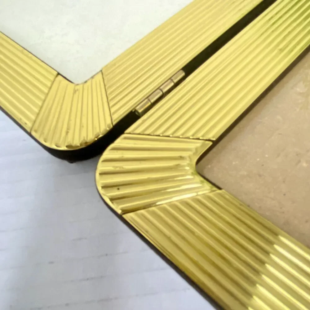 Vintage Brass Art Deco Picture Frame Double Folding 5